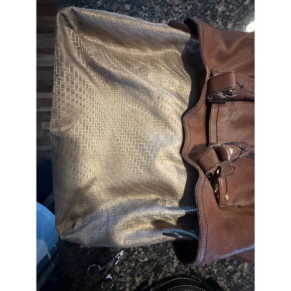 Large Vintage Cole Haan Butter Soft Pebbled Leather Shoulder Satchel Bag Brown - Picture 6 of 14